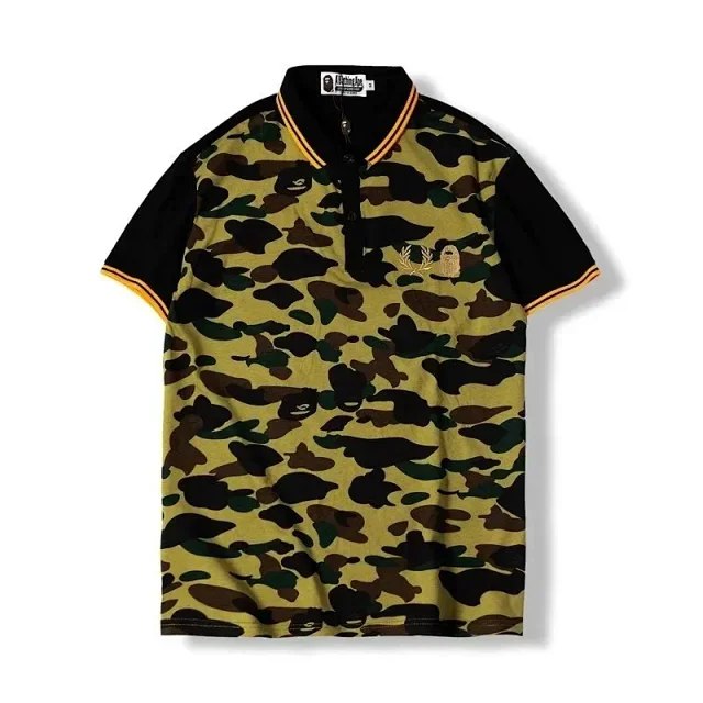 BAPE embroidered camouflage pattern short-sleeved polo shirt T-shirt