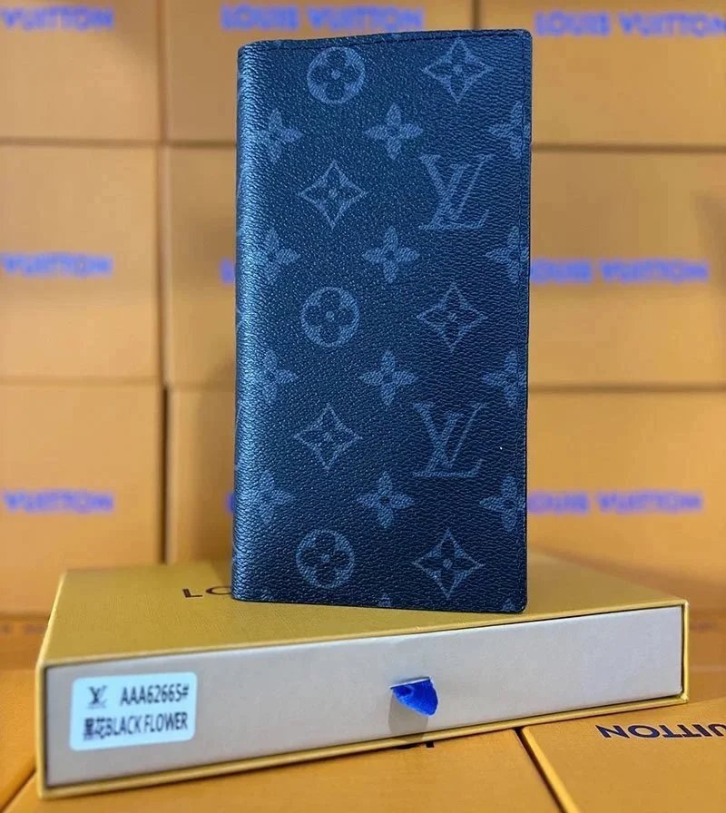 Louis Vuitton LV Men's Old Flower Black and Gray Long Wallet