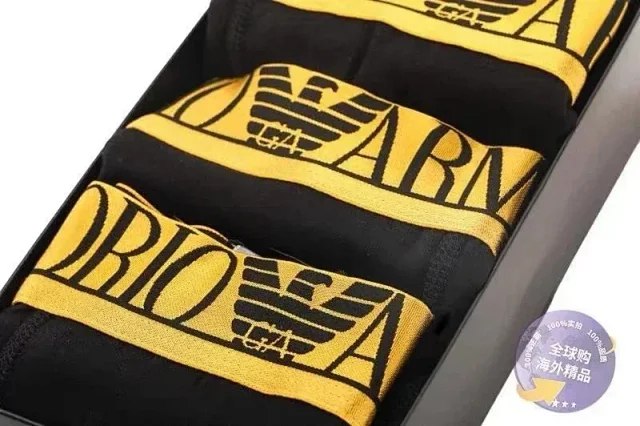 EMPORIO ARMAN Fashion solid color logo print breathable briefs boxer briefs Underwear 3pcs